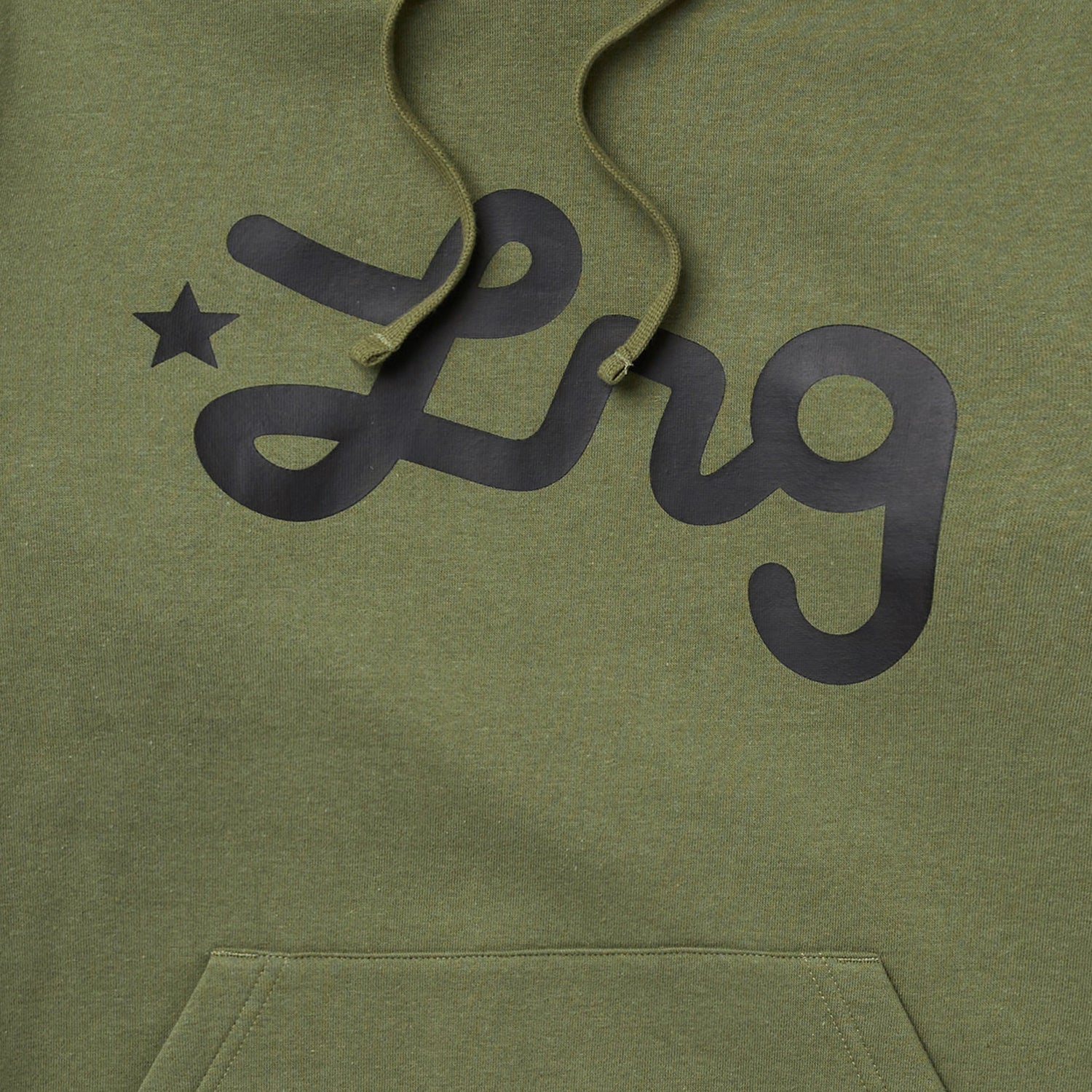 LIFTED SCRIPT PULLOVER HOODIE - OLIVE