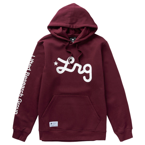 LIFTED SCRIPT PULLOVER HOODIE - BURGUNDY