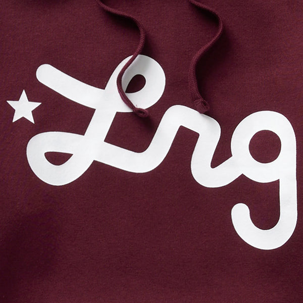 LIFTED SCRIPT PULLOVER HOODIE - BURGUNDY
