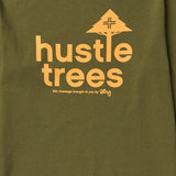 HUSTLE TREES RESEARCH LONG SLEEVE TEE - MILITARY GREEN