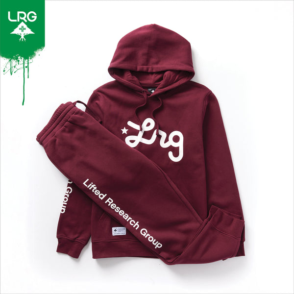 LIFTED SCRIPT PULLOVER HOODIE - BURGUNDY